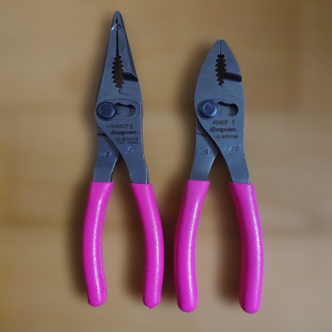 Rare Snap On Pliers, Set of 2 LN46ACF, 46ACF PINK