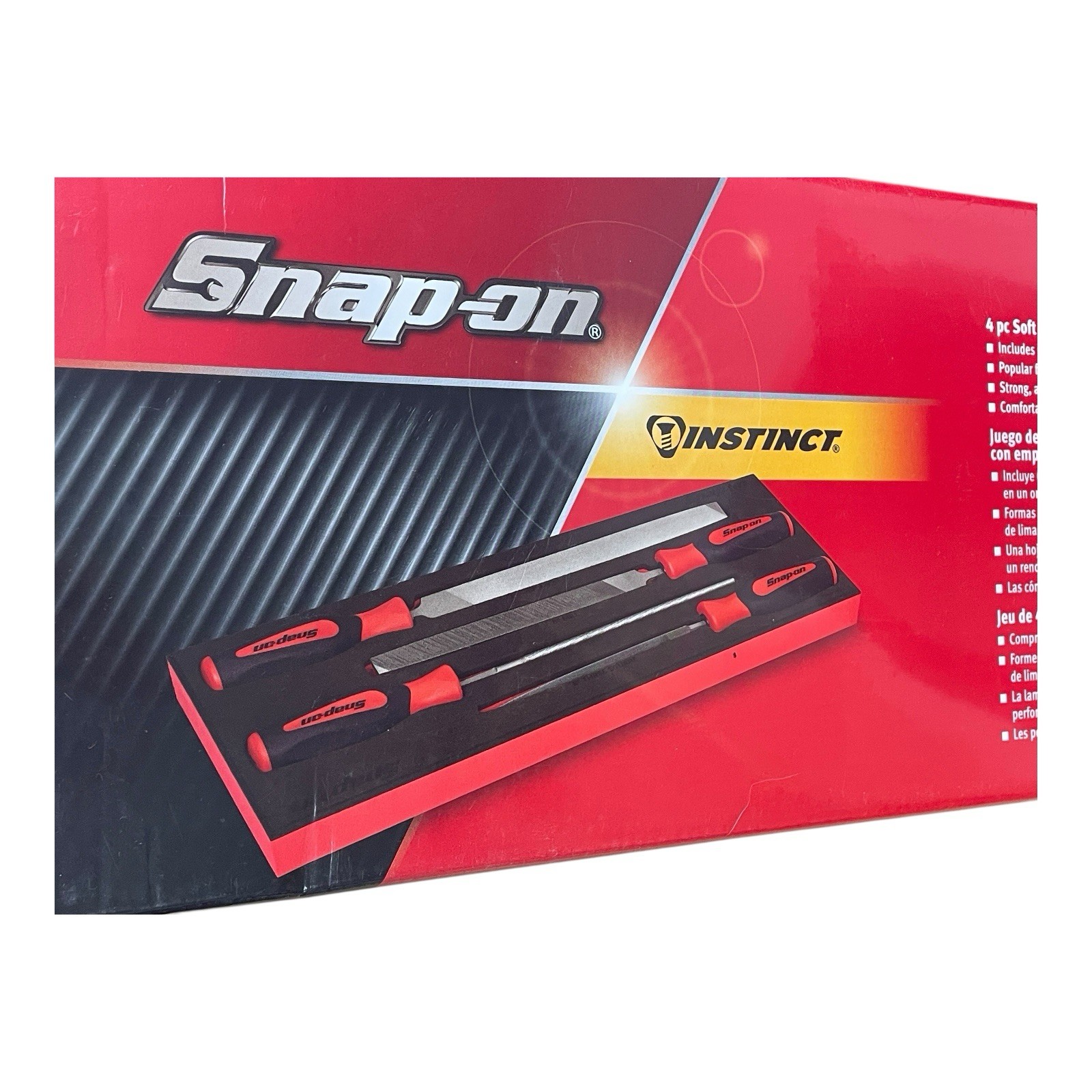 Snap on Tools Red Soft Grip Handle 4 Piece Mixed File Foam Set SGHBF500AFR