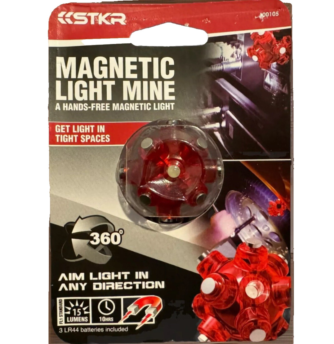 STKR Concepts Magnetic Light Mine 00105 Hands-Free LED Flashlight Worklight New