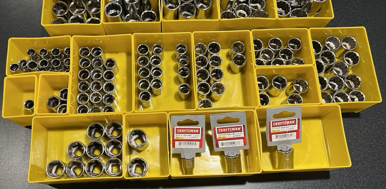 Craftsman Made in USA 296 Socket Lot – 3/8 Drive Metric SAE Cleaned Resale Ready