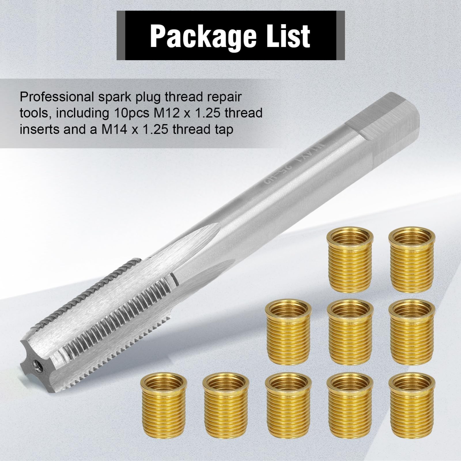 Spark Plug Thread Repair Kit – M12 x 1.25 & M14 x 1.25 Inserts & Tap for Engines