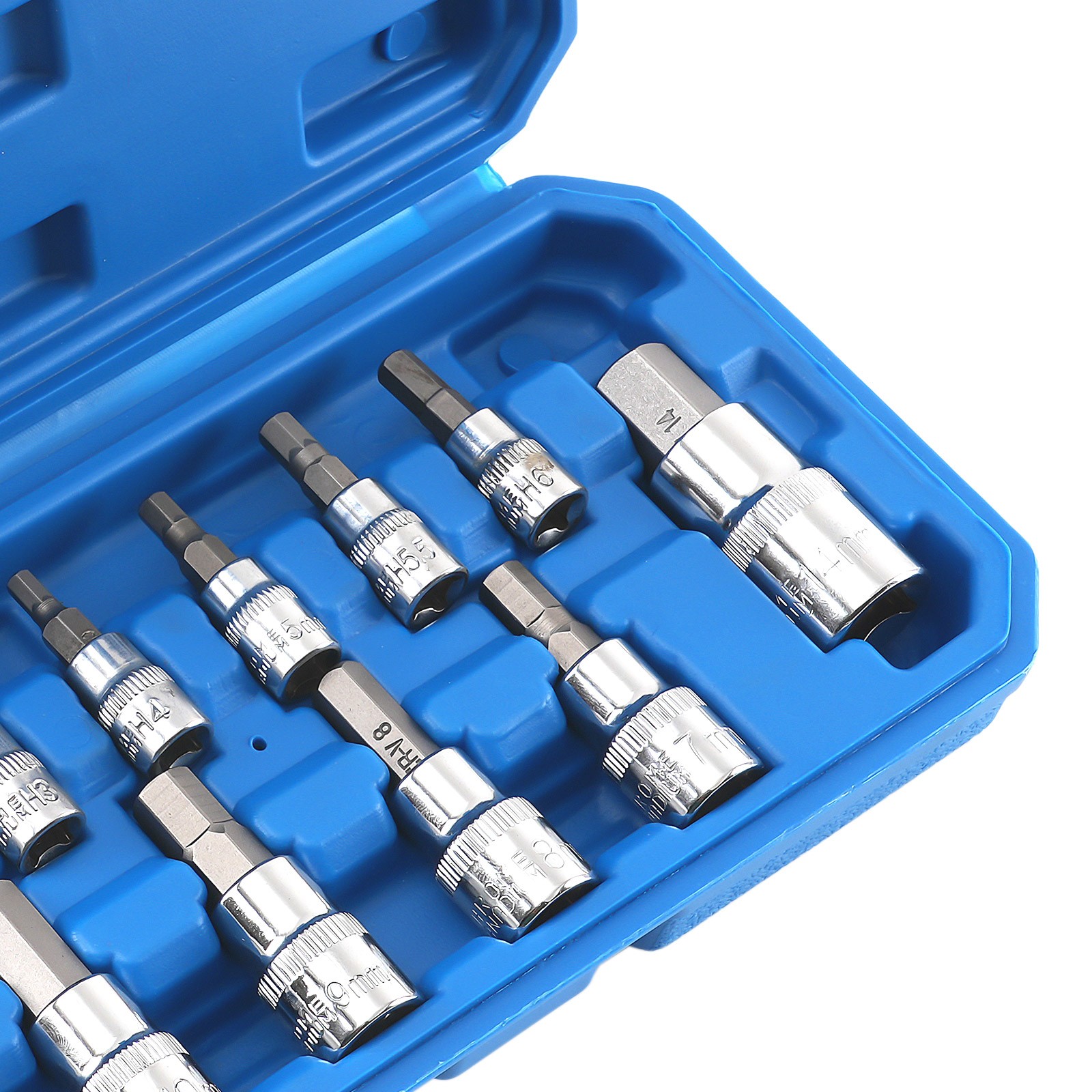 13pc Metric Hex Bit Socket Set CR-V & S2 Steel 1/4 3/8 1/2 Drive 2mm to 14mm