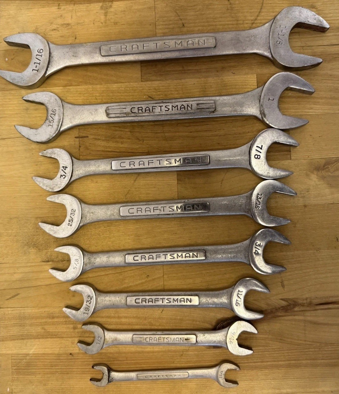Craftsman USA, Double Open Wrenches, 3/8 To 1-1/8.