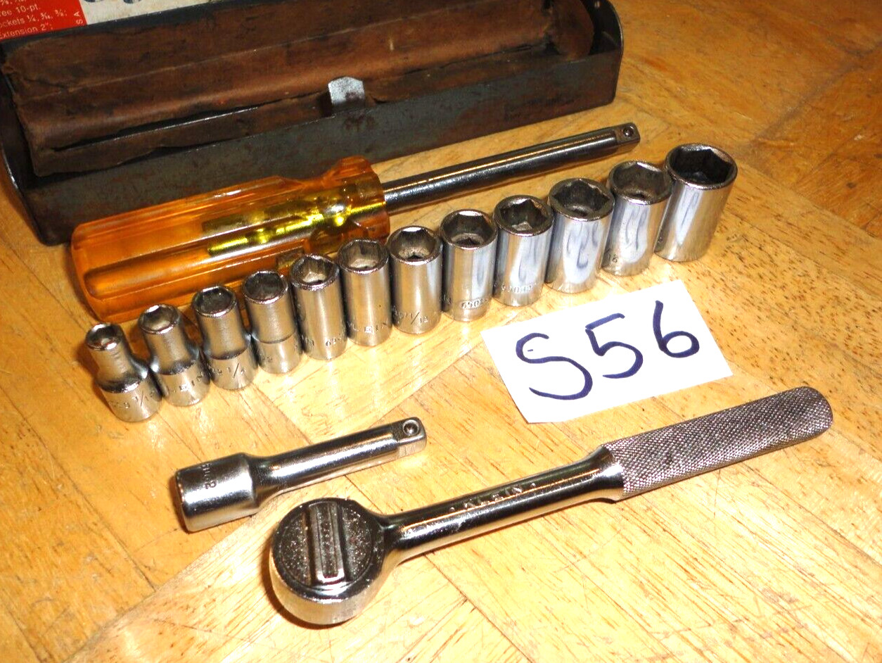 KLEIN TOOLS 16 PIECE 1/4 DRIVE GENERAL SERVICE SET 7 IN CASE 65001 VINTAGE 60’S
