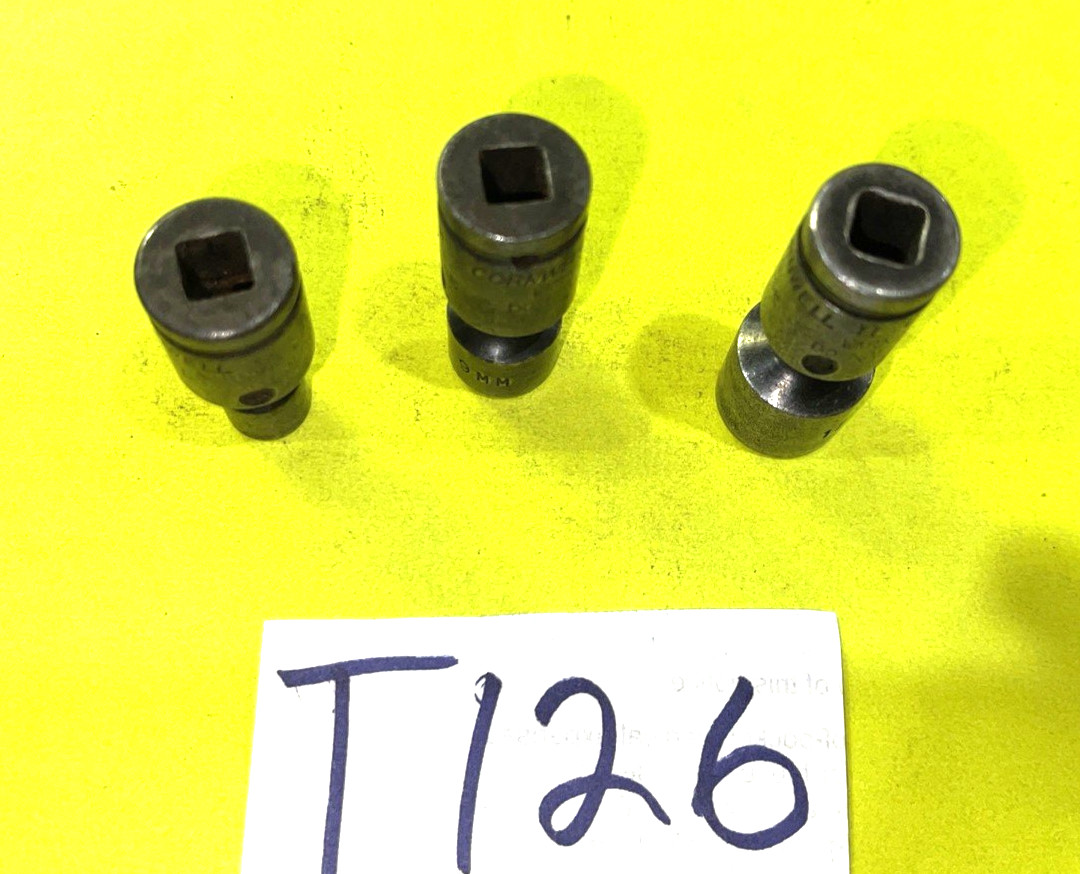 CORNWELL TOOLS 3 PIECE 1/4 DRIVE METRIC IMPACT SWIVEL SOCKETS 6, 9, 12MM
