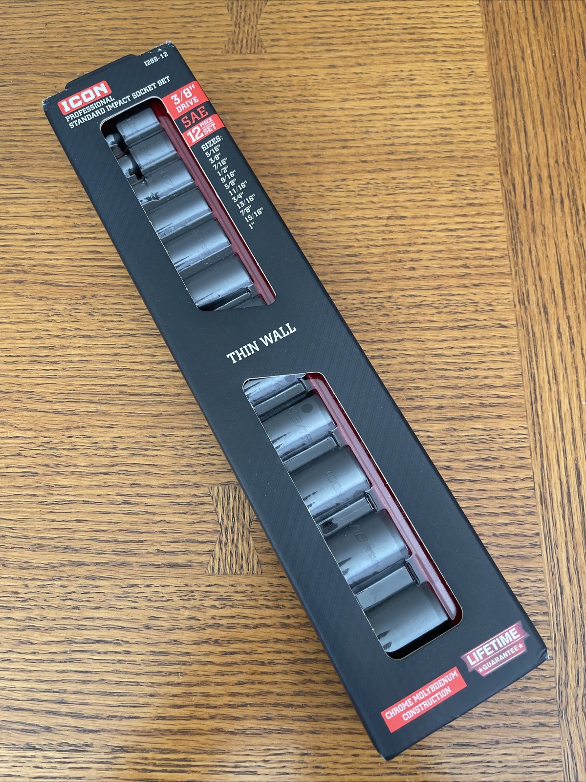 Icon 3/8″ Drive SAE Professional Standard Impact Socket 12 Pc Set I2SS-12 59750