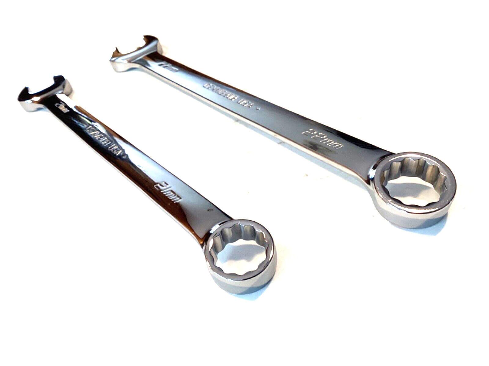 Snap On NEW 2 Piece 21 & 22MM Flank Drive Combination Wrench Set OEXM210 OEXM220