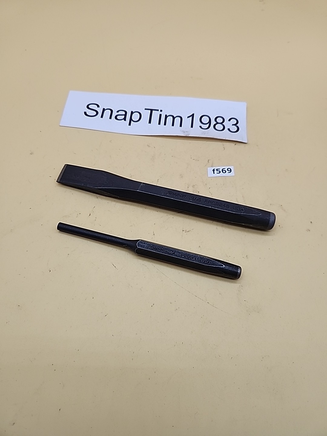 Snap-on Tools 7-1/4″ Length 3/4″ Flat Hand Chisel PPC824B+ PPC108A 1/4″ USA