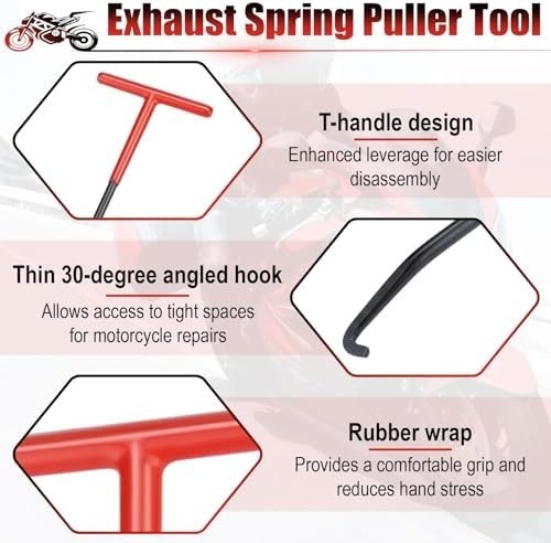 2 PCS Exhaust Spring Puller Tool, Motorcycle Exhaust Spring Hook, T Shaped Handl