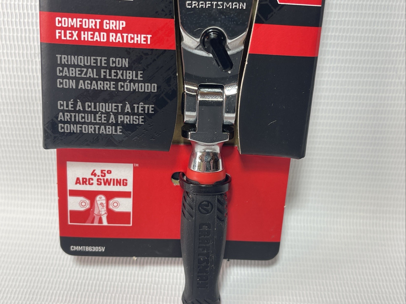 Craftsman V-SERIES Ratchet, 1/4 Inch Drive, 80-Tooth, Flexible Head Comfort Grip