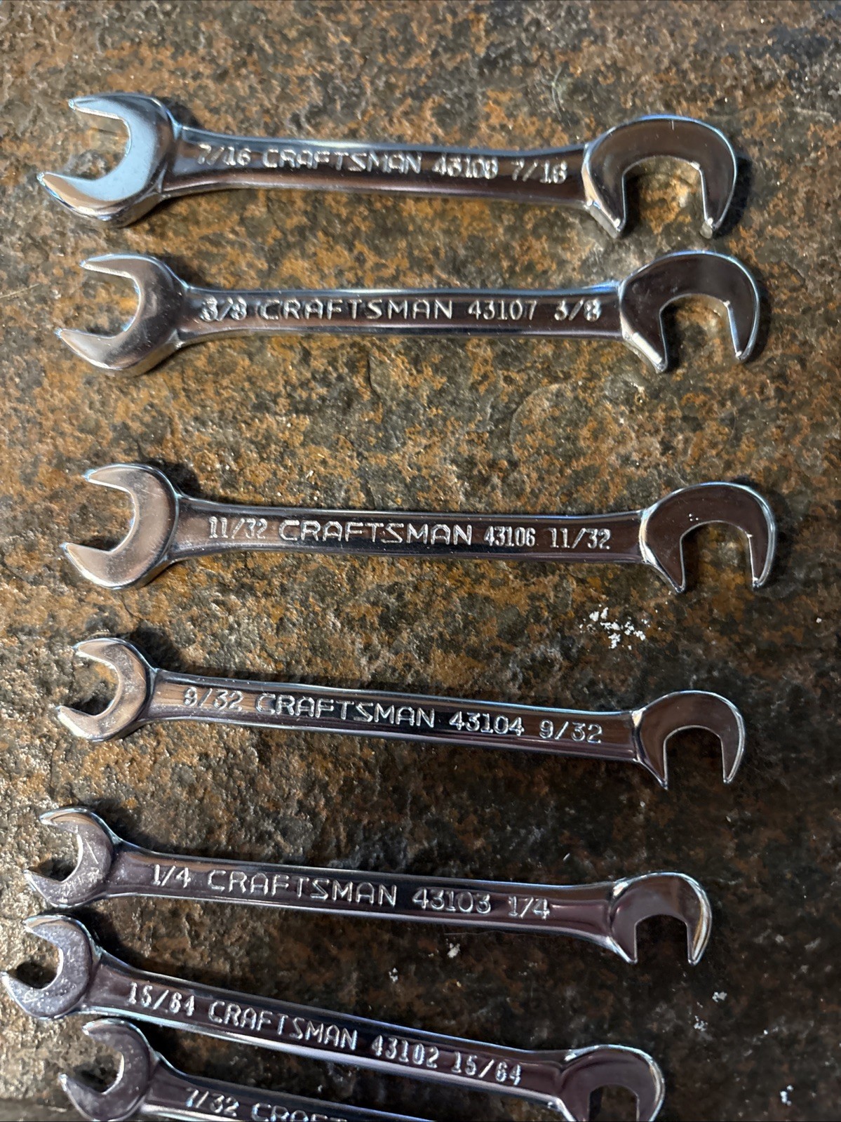 Craftsman Tools 7 pc Open End Ignition Wrench Set 44778 USA Missing 15/16