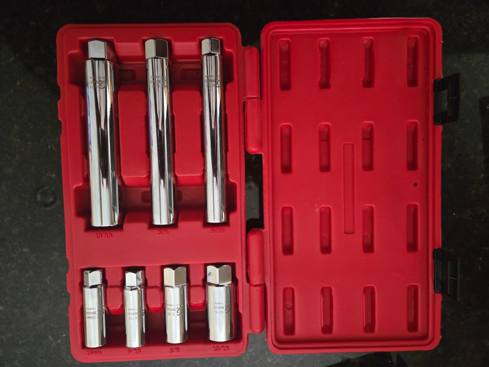 SUNEX TOOLS * 7-pc 3/8″ drive SPARK PLUG SOCKET SET #8845 * BRAND NEW