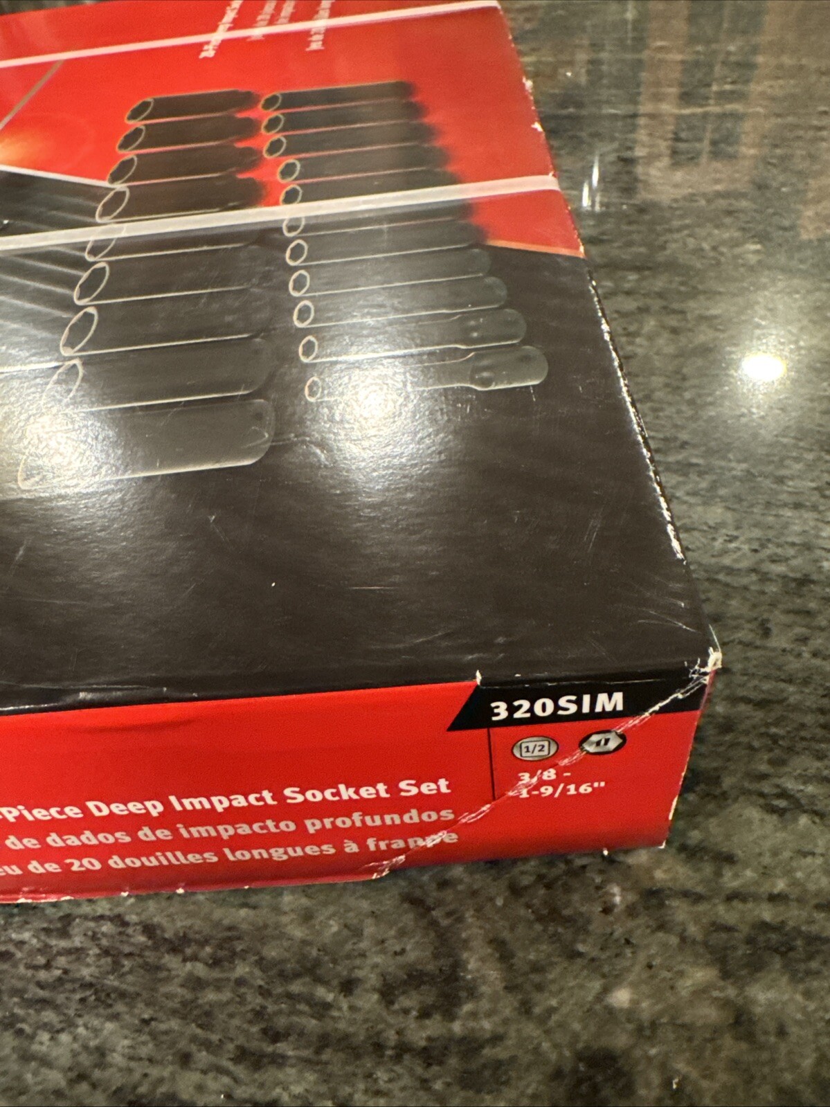 Snap On 320sim 1/2” drive deep impact set 3/8-1-9/16” sealed