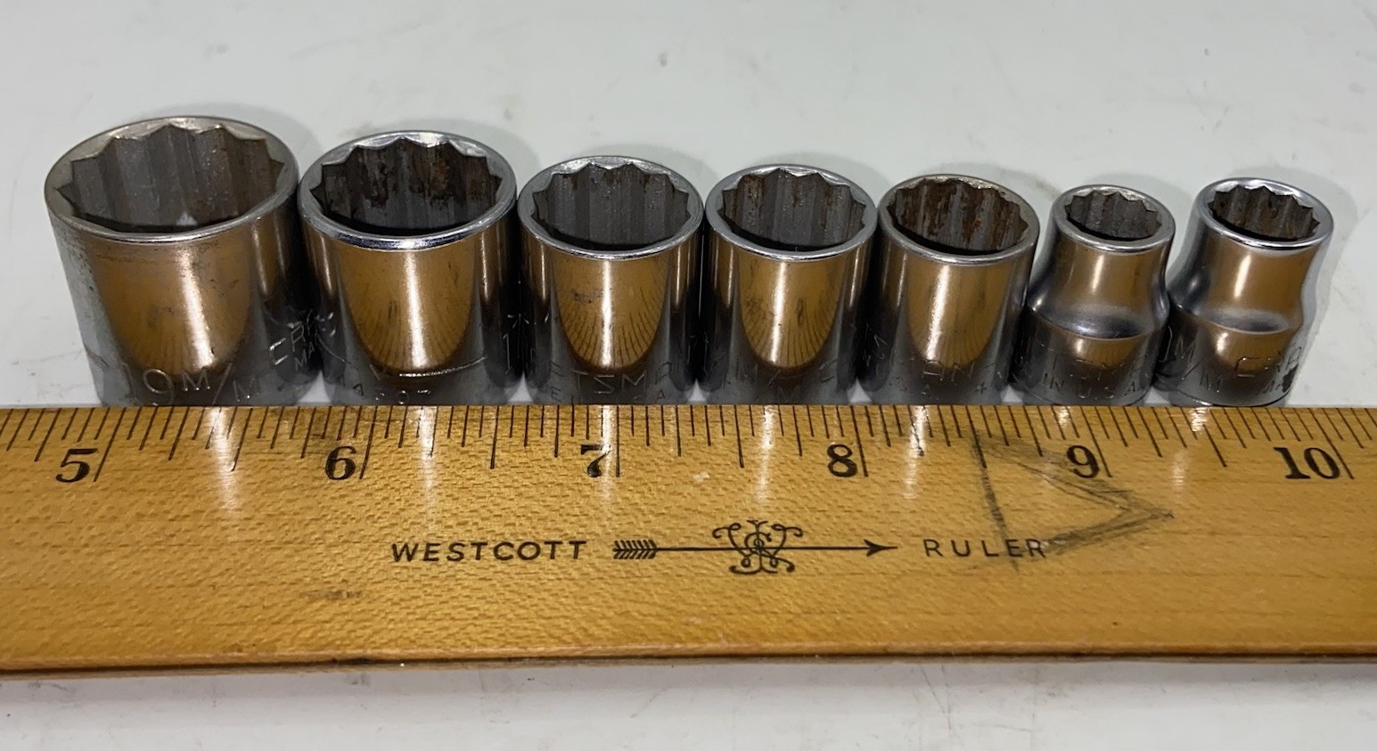 Craftsman Metric 12pt Sockets *Lot Of 7* 19mm, 17mm, 15mm, 14mm, 13mm,10mm,9mm