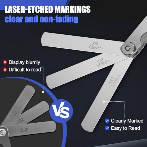Feeler Gauge Set 2pcs Stainless Steel 32 Straight 16 Offset Blades SAE Metric