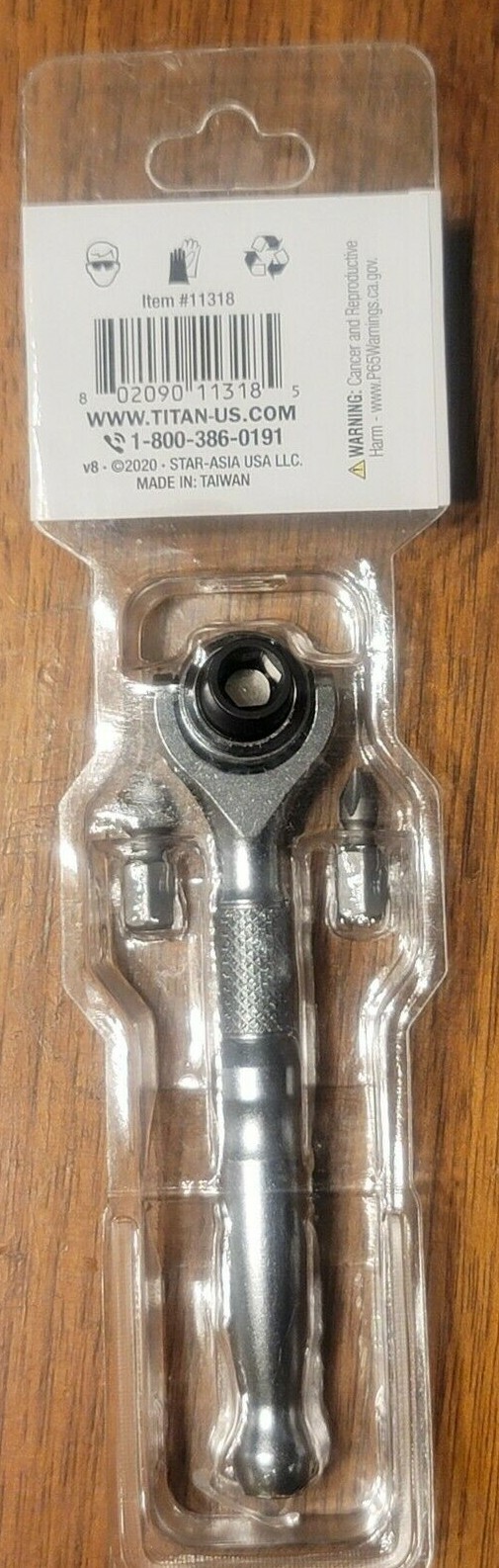 Titan Micro 1/4″ HEX 90 Tooth Reversible Swivel Head Ratchet w/ Bits #11318