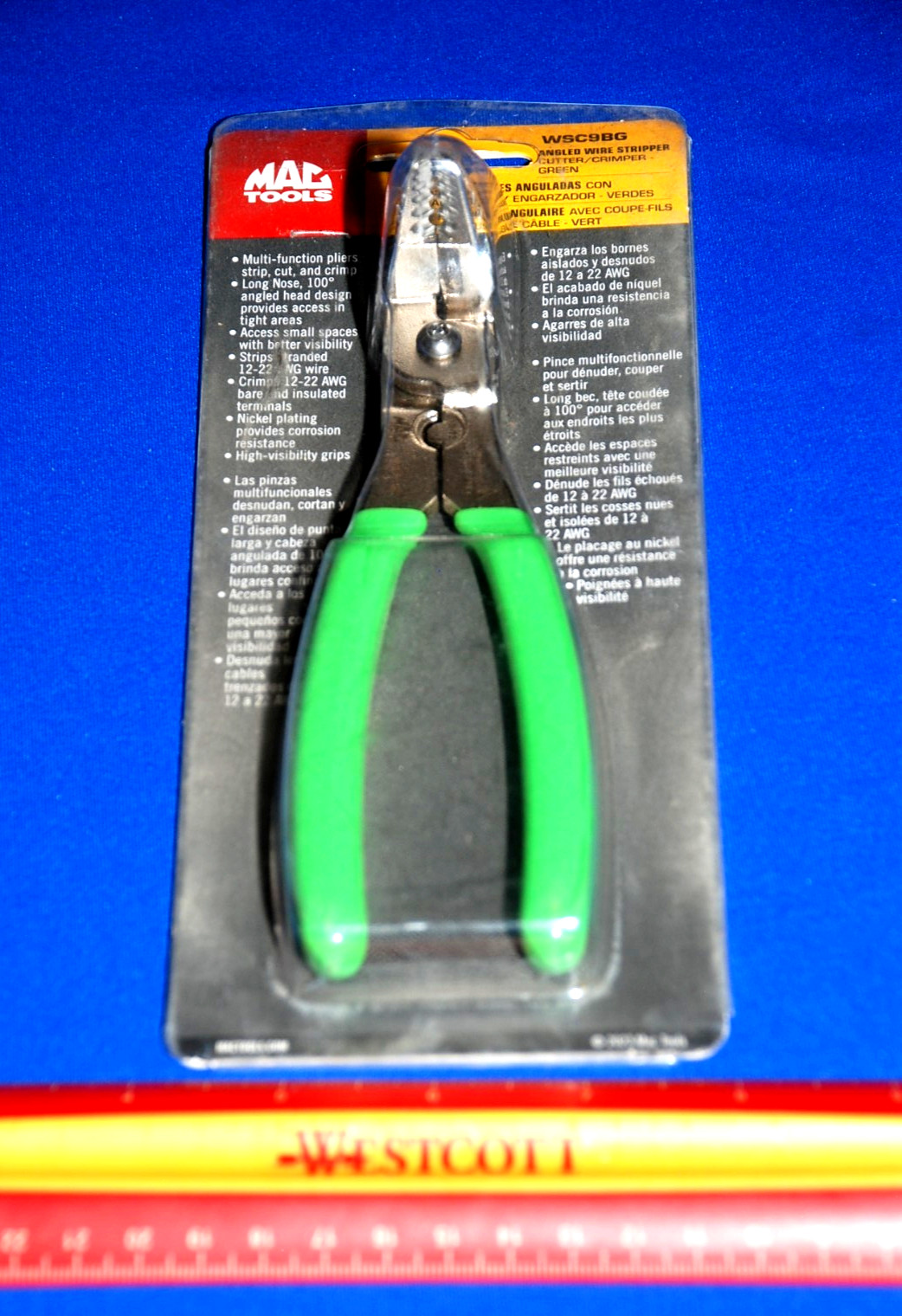 MAC Tools NEW Green Soft Grip Angled Wire Stripper/Cutter/Crimper WSC9BG