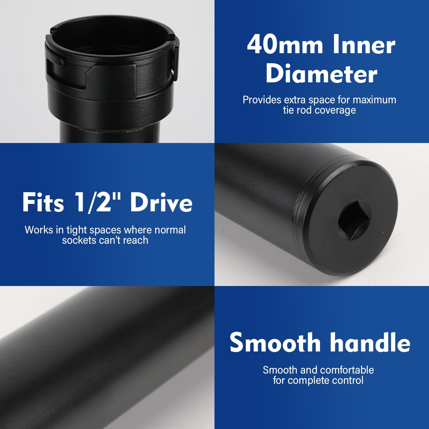 Blue Inner Tie Rod Removal Tool Set 1/2 Inch Drive 12 Crowfoot Adapters