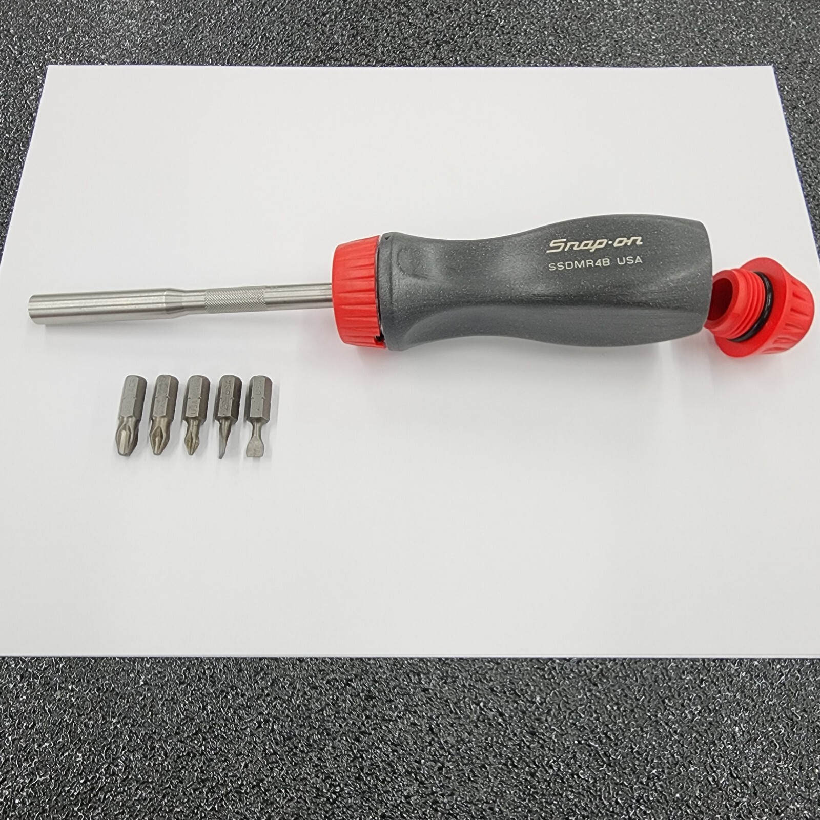 Snap-on Tools USA RARE DARK TITANIUM & RED Ratcheting Screwdriver SSDMR4BDT