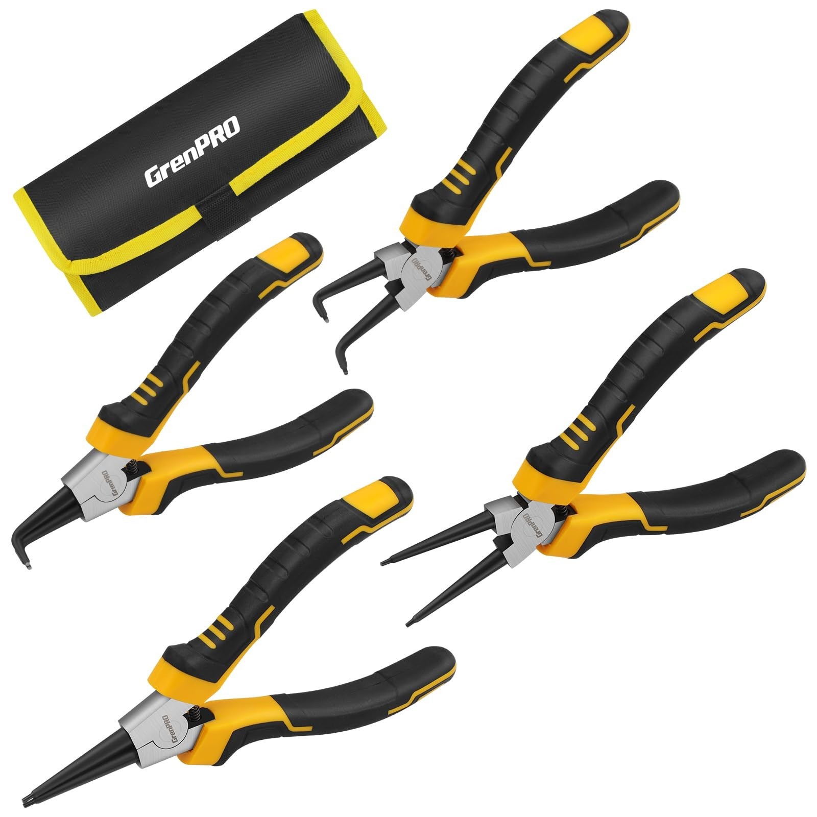 4-Piece Snap Ring Pliers Set – 7″ Internal/External Circlip Tool Kit, Heavy Duty