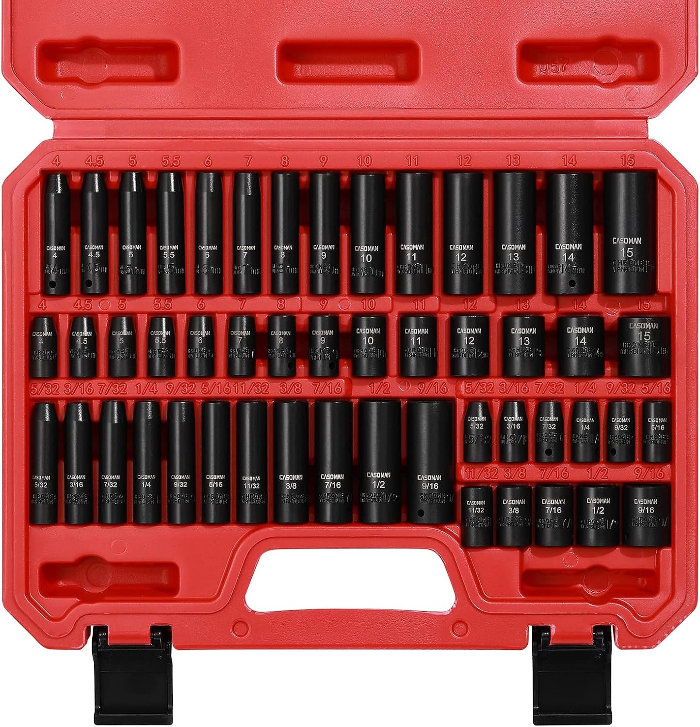 50Pcs 1/4″ Drive Master Impact Socket Set 6-Point, Sae/Metric Standard/Deep,Cr-V