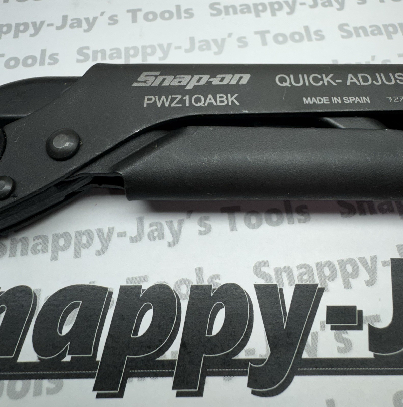Snap-on Tools SPAIN RARE NEW BLACK Soft Grip Quick Adjust Wrench Pliers PWZ1QABK