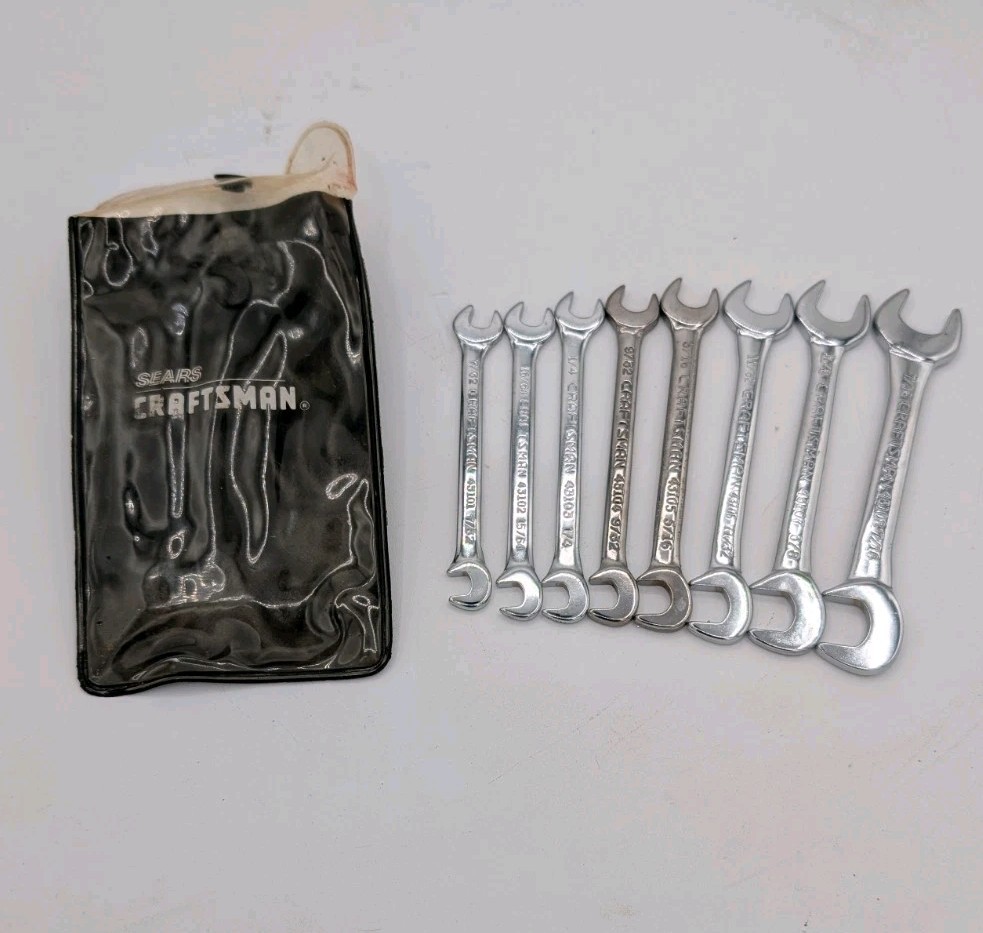 Craftsman 8 Piece Open End Ignition Wrench Set 4306 SAE 7/32 – 7/16 USA Super