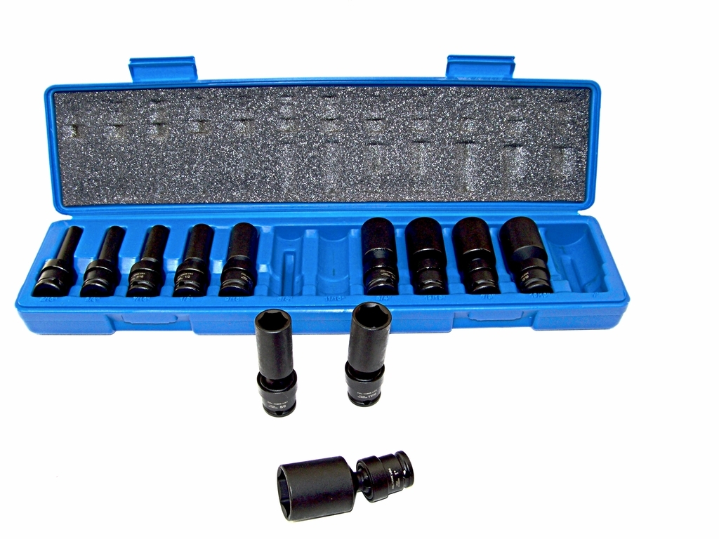 12 pcs 3/8″ Drive Universal Swivel Impact Socket Set CR molybdenum Sae