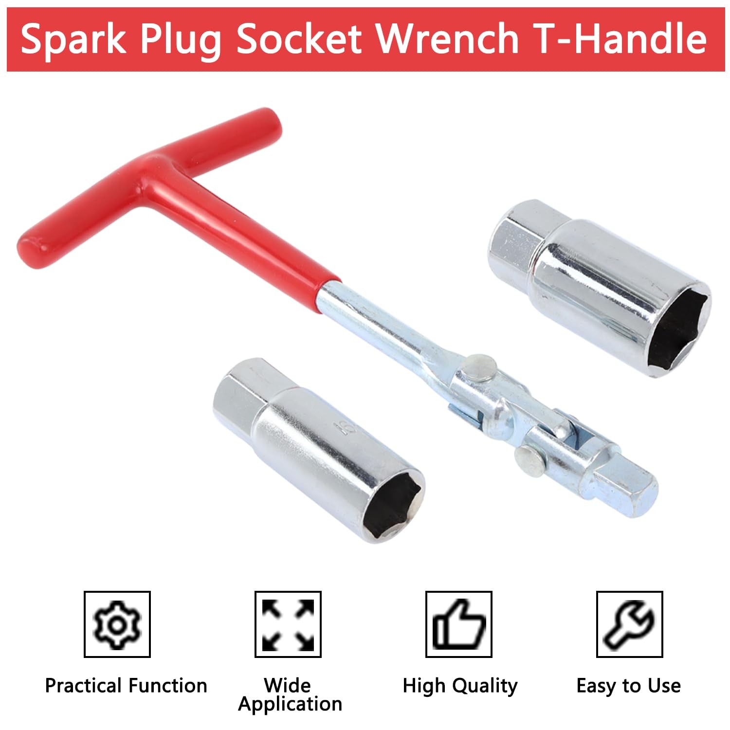 GZZTORES Spark Plug Socket Wrench T-Handle 5/8 Inch (16mm) and 13/16 Red