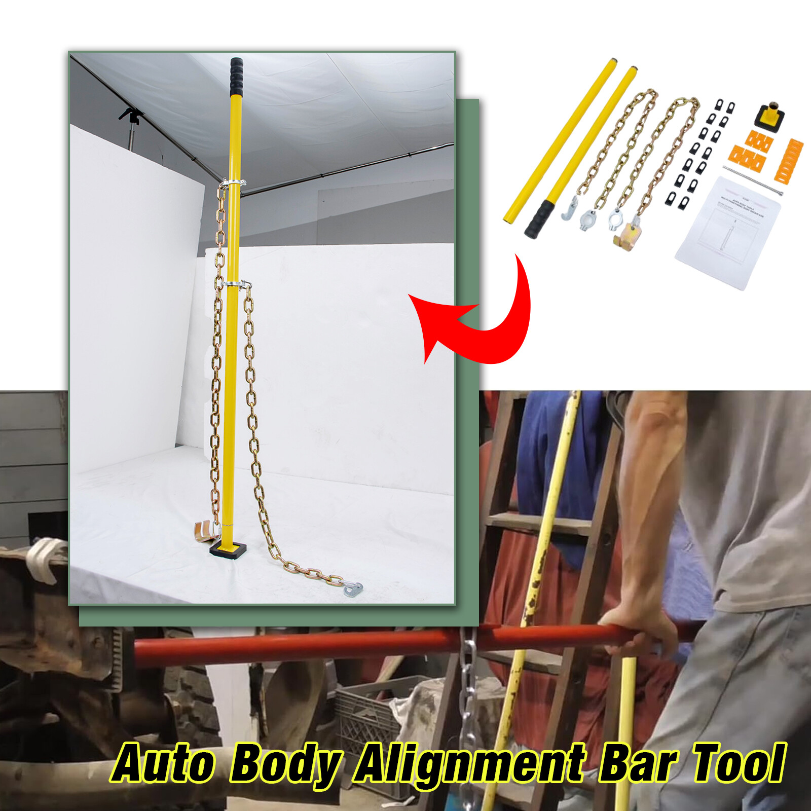 ELITEWILL Hustler Stick Body Jack – Car, Panel, Bumper, Alignment Repair Tool