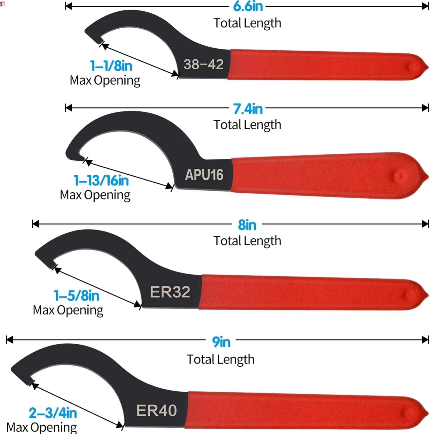 4-Piece Coilover Spanner Wrench Set – Durable Alloy Steel with Non-Slip Handle