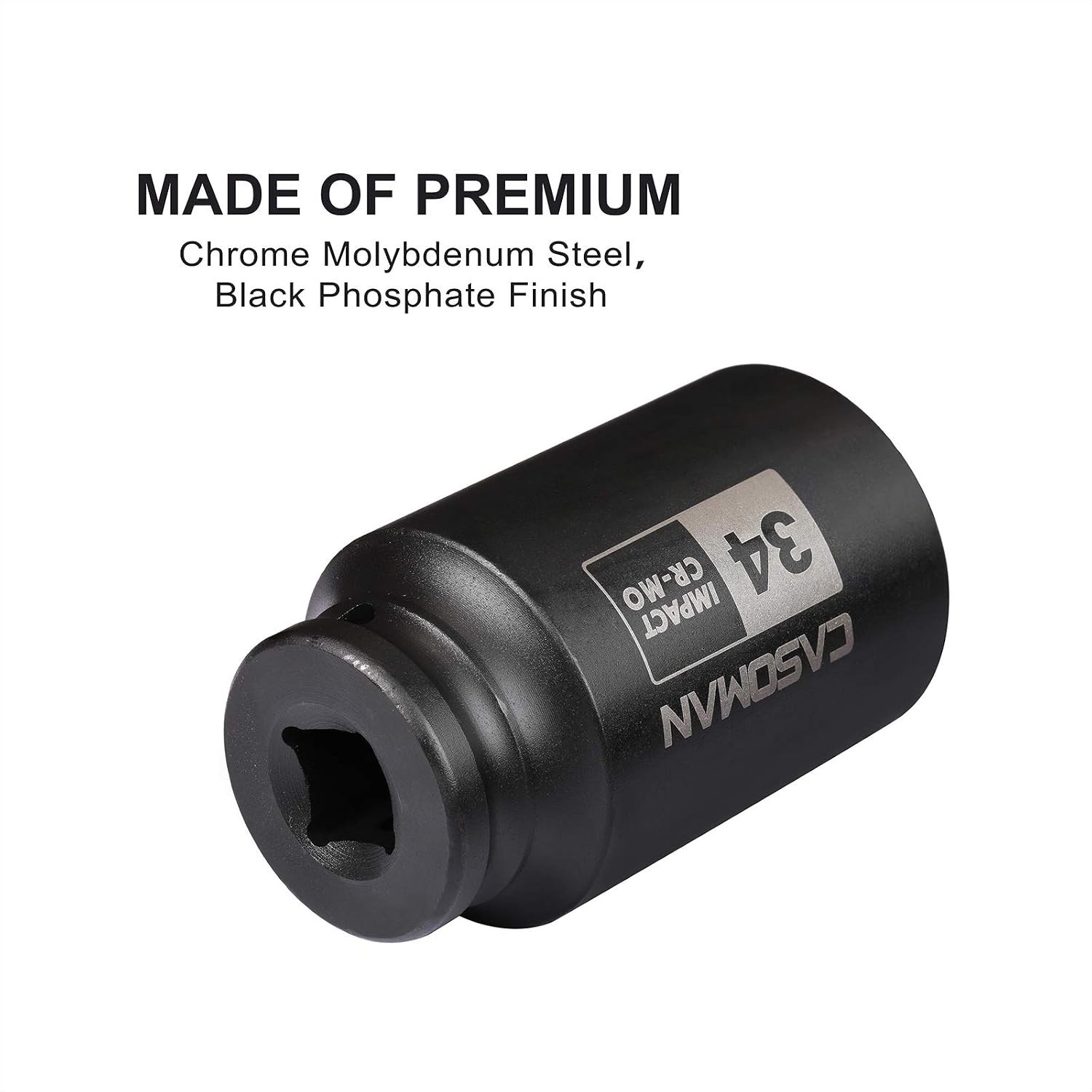 1/2″ Drive x 34 mm Deep 6 PT Impact Socket, CR-MO, 1/2-inch Drive 6 Point Axl…