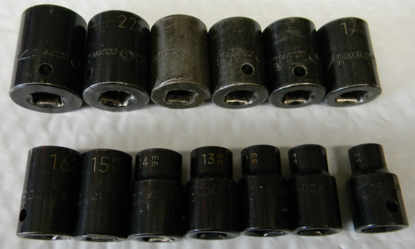 MATCO TOOLS 1/2″ DRIVE 13PC METRIC 6PT IMPACT SOCKET SET 10-24MM #SCPM136TA