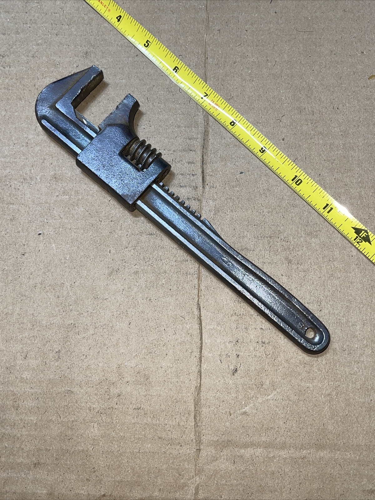 Vintage 9 In AUTO Adjustable Pipe Wrench 9″ Made In USA 9in Antique