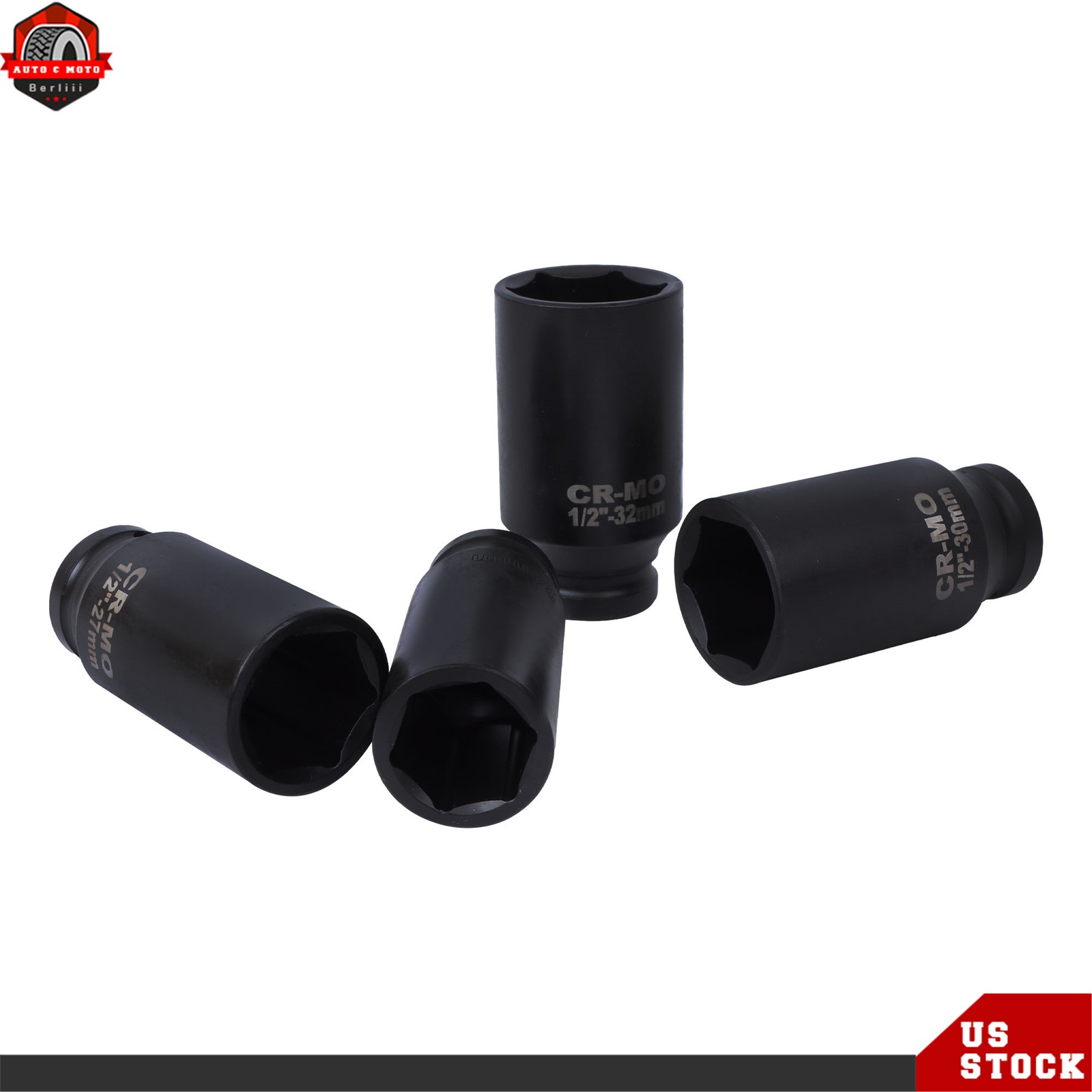 35pcs 1/2″ Inch Deep Impact Socket Set Drive 8-32mm Metric Garage With Case