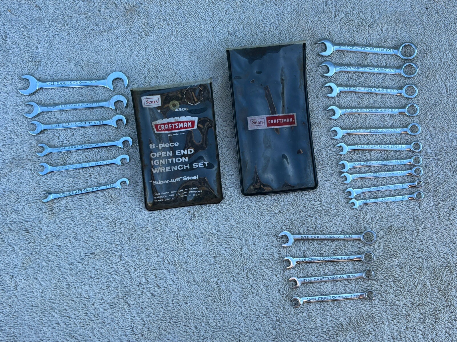 Vintage Craftsman Open End Ignition Wrench Set 9-4306 & 43441 Combination 20 Pcs