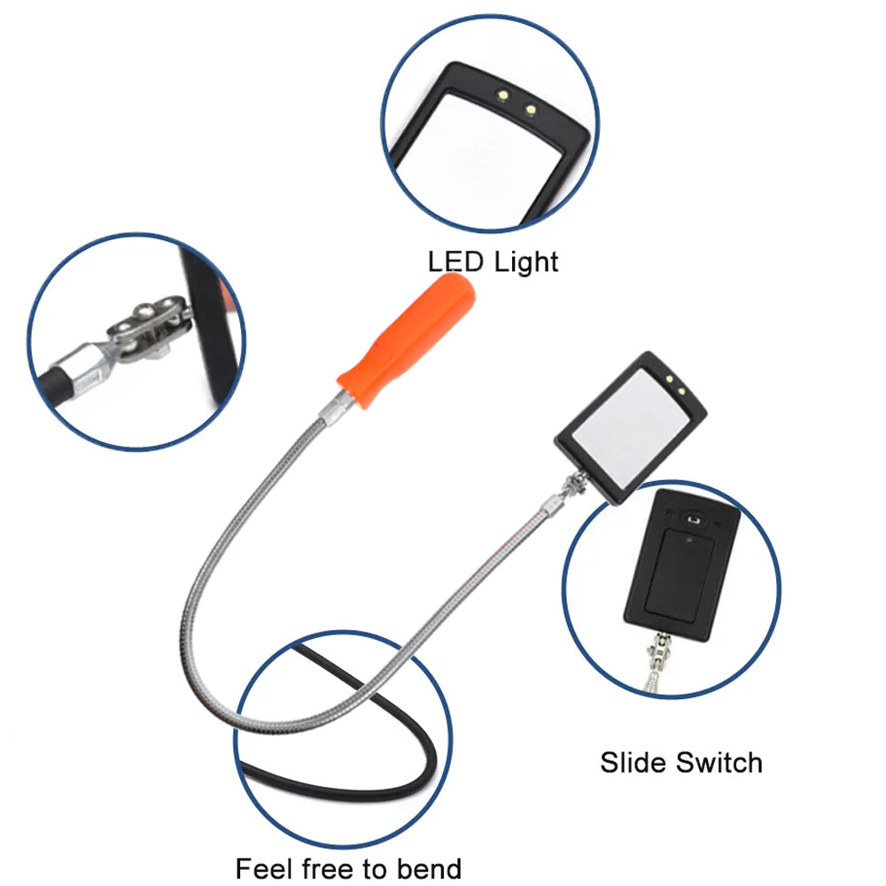 Flexible LED Inspection Mirror for Under Vehicle Repair, Telescopic & Rotating