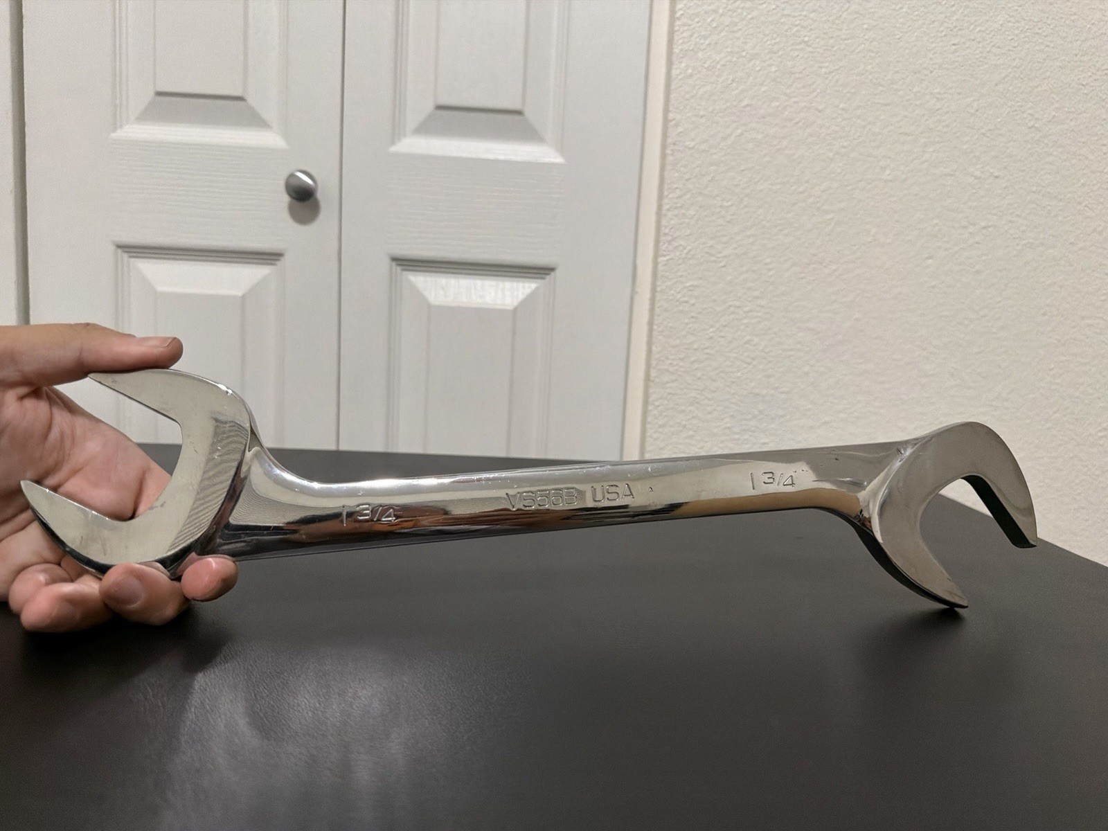 Snap-on 1-3/4″ SAE 4 Way Open-End Angle Head Chrome Wrench VS56B