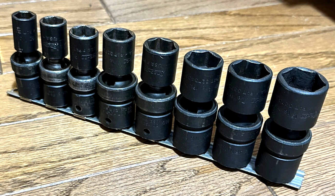 🇺🇸 Snap On Tools SAE 1/2″ DR Impact Swivel Universal Socket Set Lot 6PT Wobble
