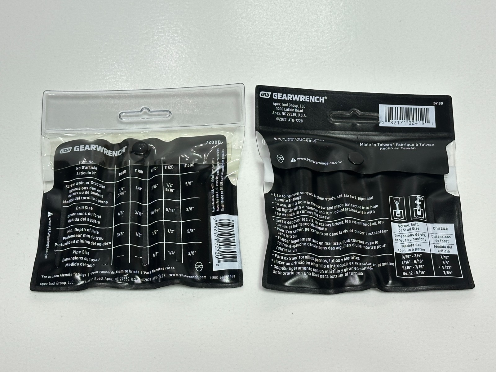 NEW 2pc GEARWRENCH Tool Screw Extractor Set & Spiral Extractor Set 2419D & 720DD