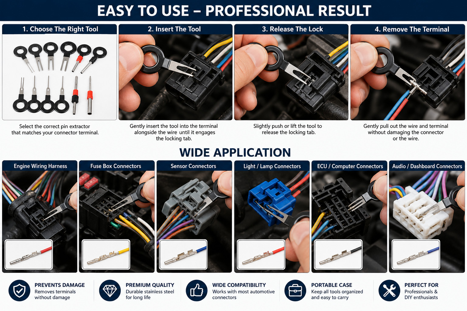 Car Terminal Removal Tool Kit Wire Connector Pin Extractor Repair Set 41/26PCS