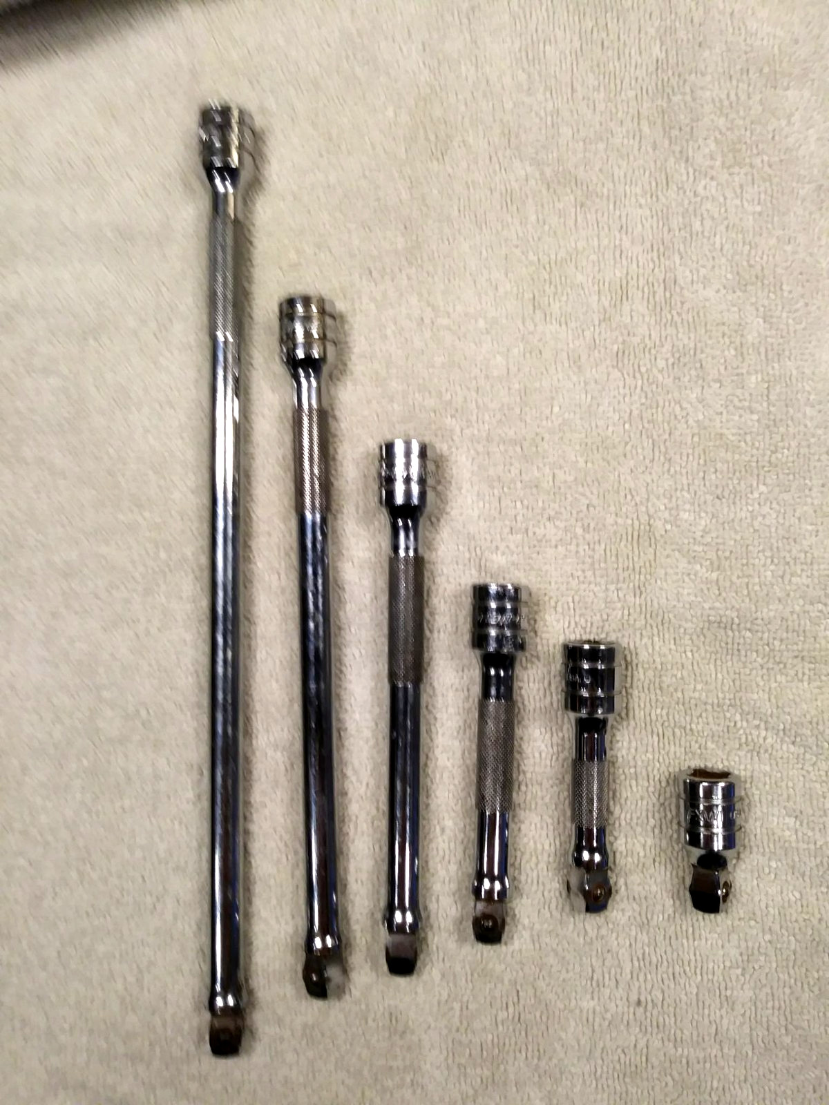 SNAP-ON 6PC. 3/8 DRIVE KNURLED WOBBLER EXTENSION SET 1 1/2 to 11 inches