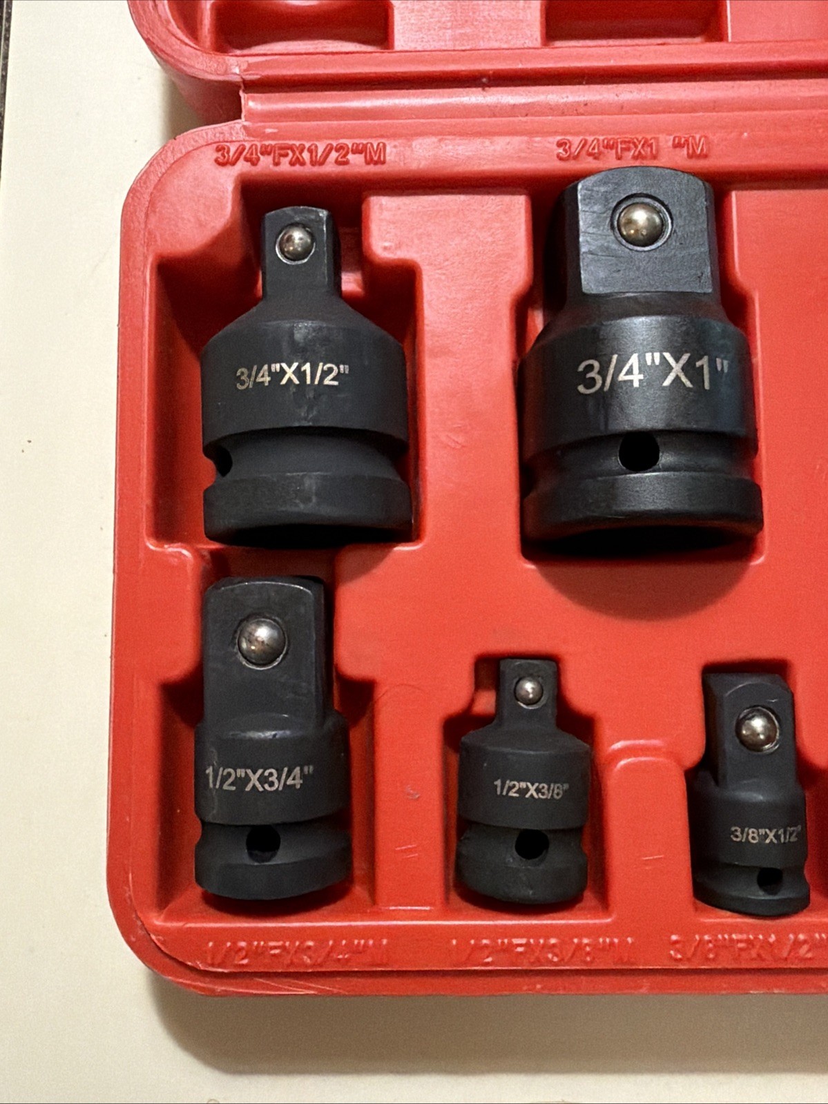 8Pcs Impact Socket Reducer Adapter Set Convertor Adaptors 1/4″ 3/8″ 1/2″ 3/4″ 1″