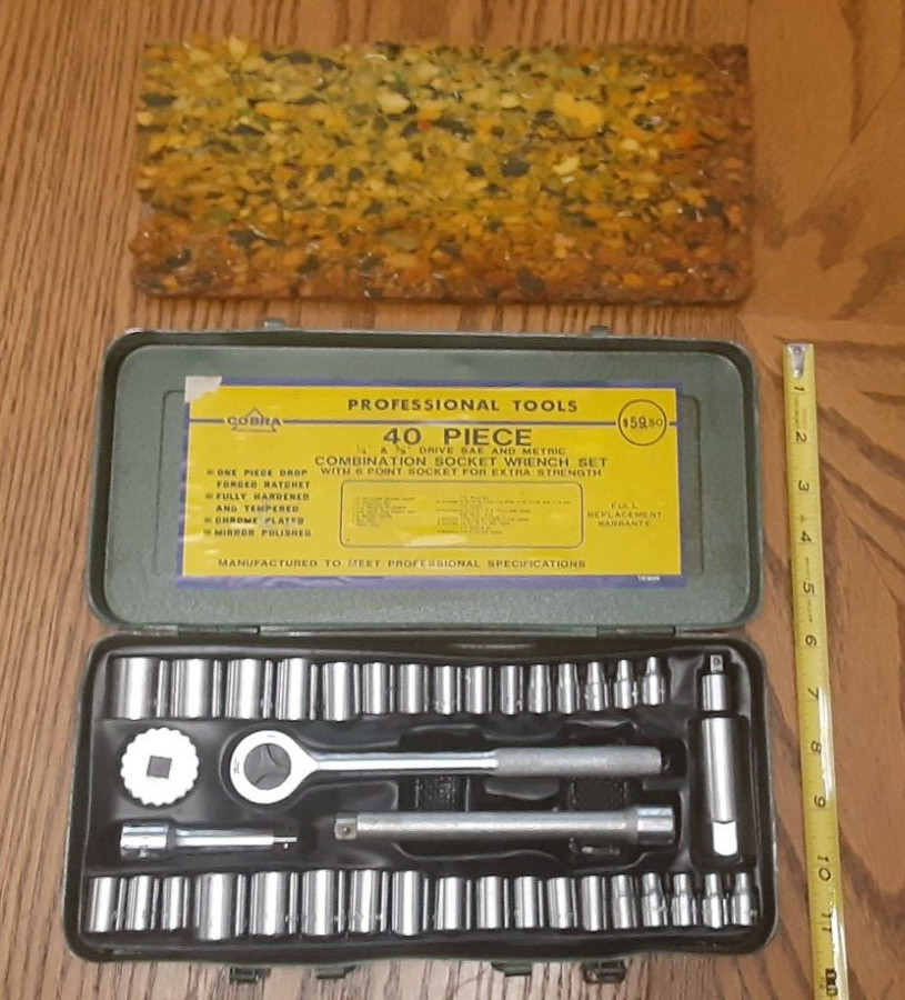 Cobra 40 pcs. Socket Wrench Ratchet Set METRIC/SAE with Case COMPLETE Used Tool