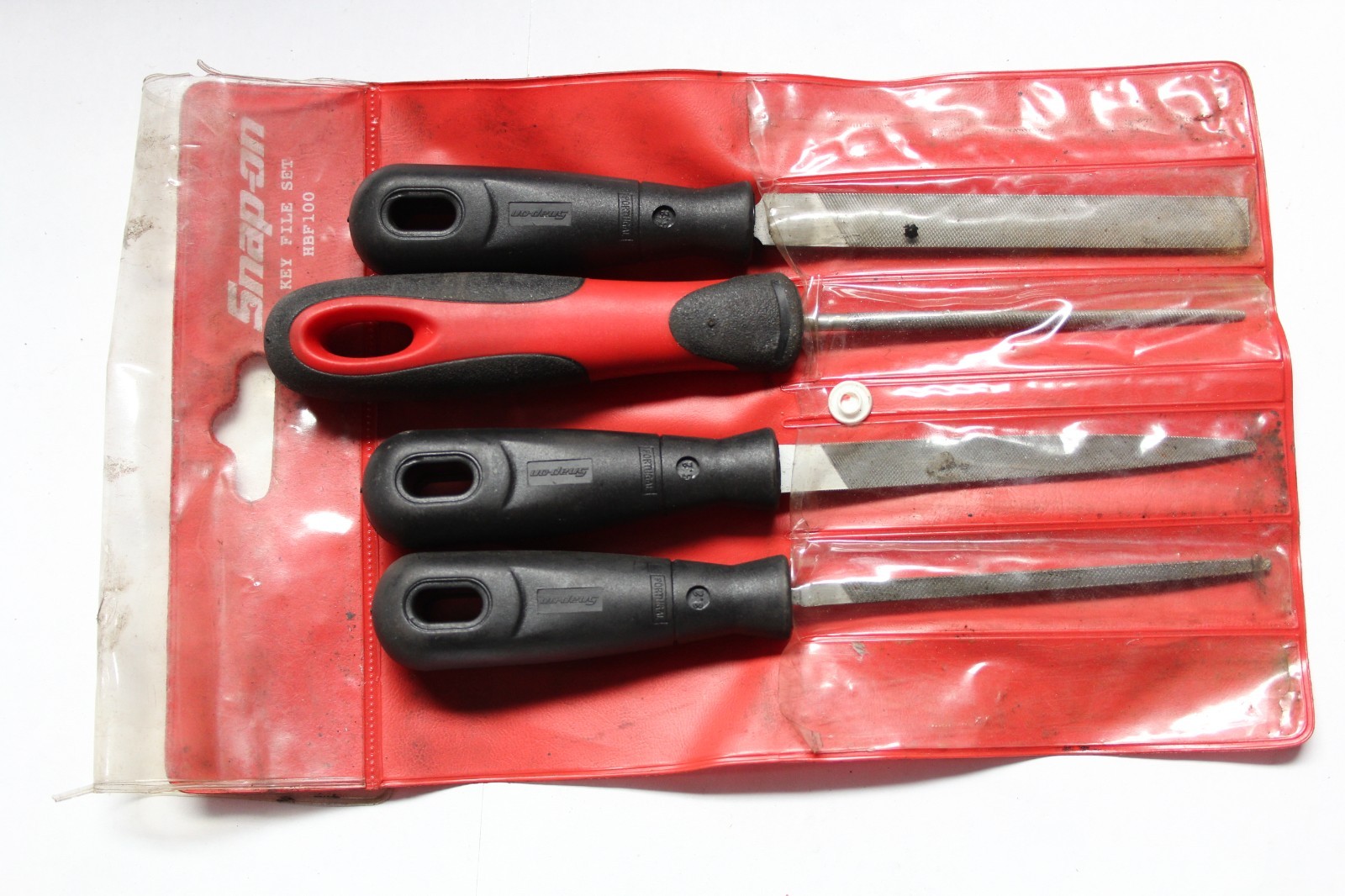 SNAP-ON TOOLS 4 pc RED/BLACK Grip Handle Miniature Key File Set