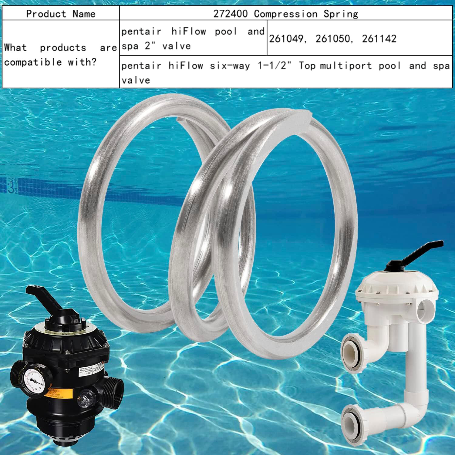 272400 Compression Spring for Pentair HiFlow Pool Spa 2 in Valve, Six-Way 1-1/2″