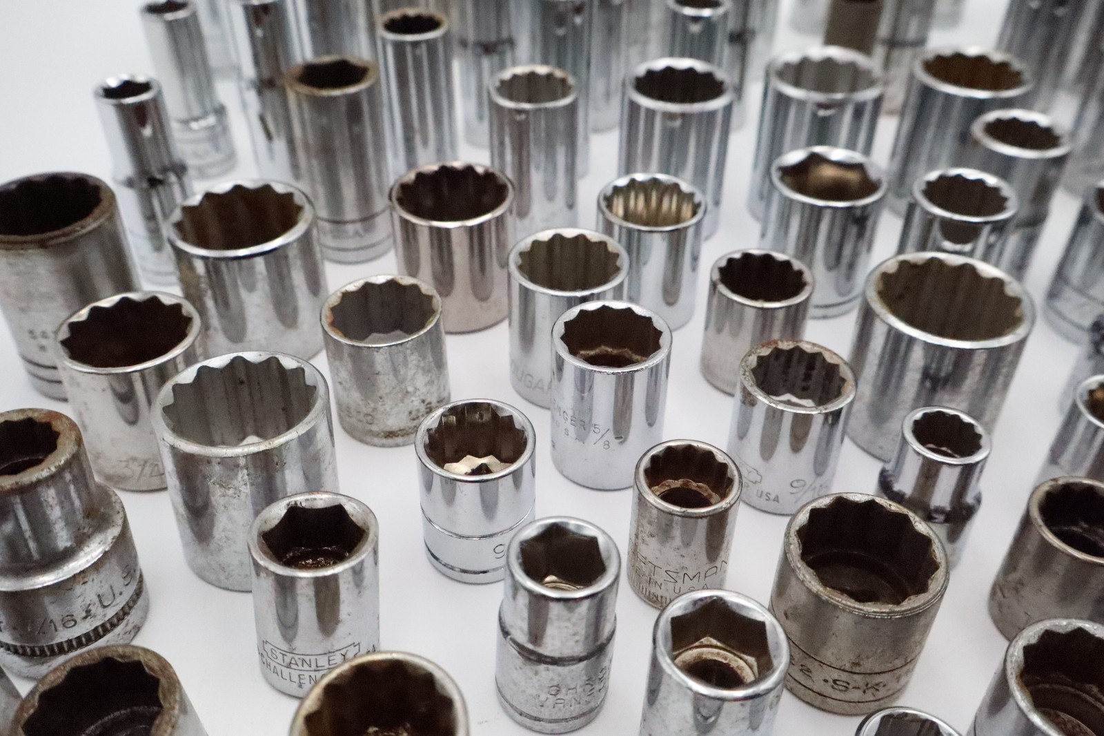 Large Mixed Socket Lot 1/4 3/8 1/2 Drive SAE Metric Deep Standard USA Tools