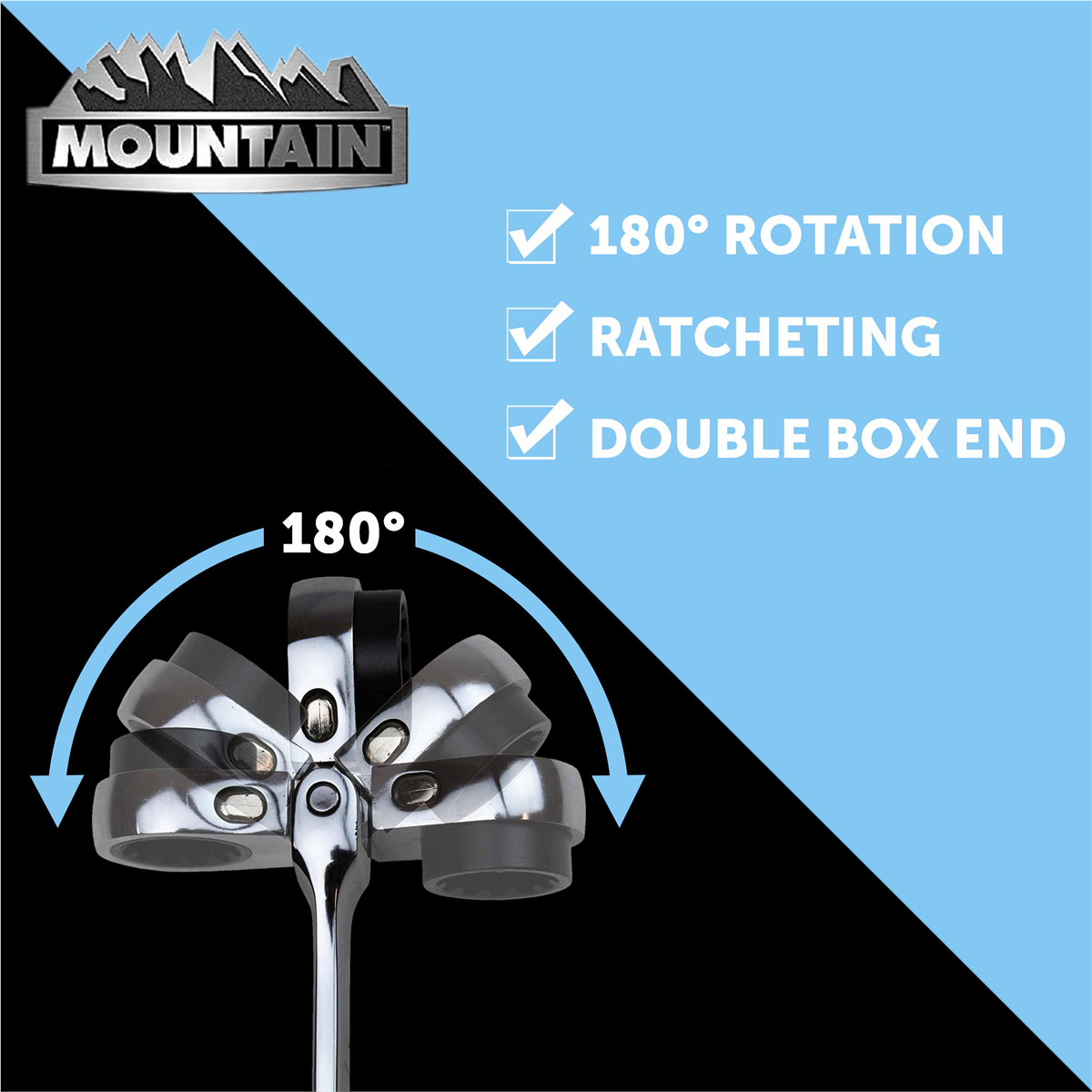 Mountain RM6, 5 Piece Metric Reversible Spline Ratcheting Wrench Set, Extra Long