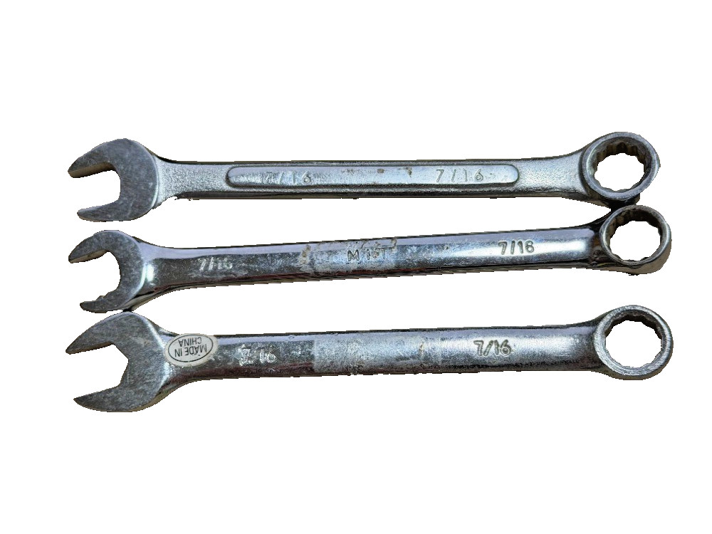 New 3 Pc Combination Wrench 12 Point SAE Standard 7/16 Inch 5.5 in long
