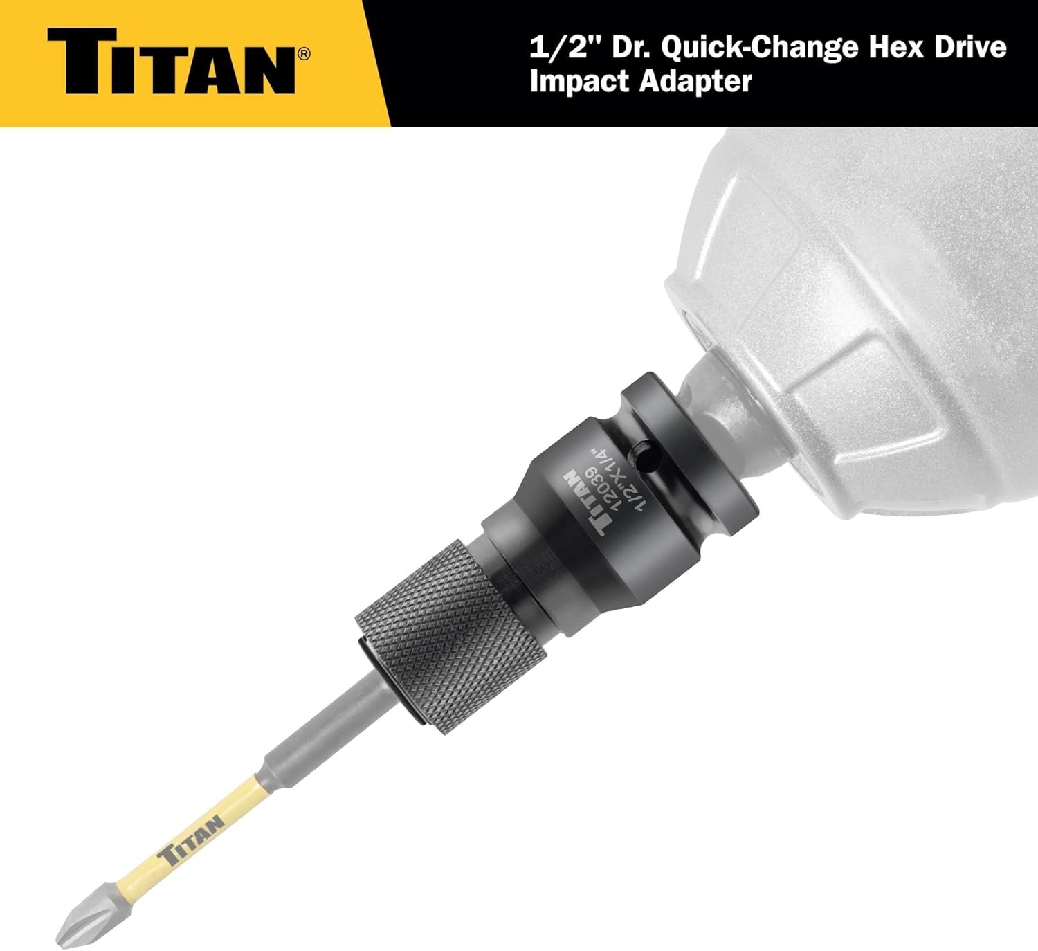 1/2 Inch Drive to 1/4 Inch Hex Quick Change Impact Adapter for Power Tools